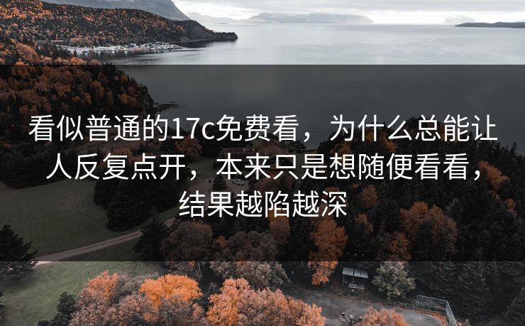 看似普通的17c免费看，为什么总能让人反复点开，本来只是想随便看看，结果越陷越深