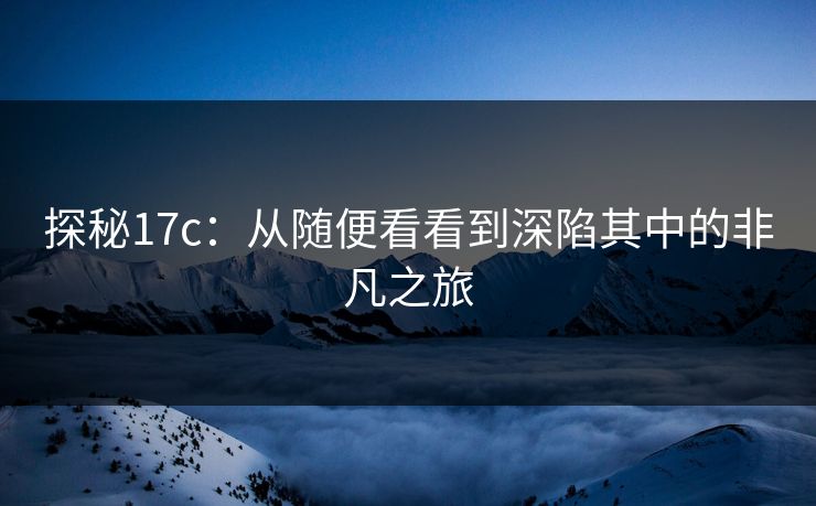 探秘17c：从随便看看到深陷其中的非凡之旅