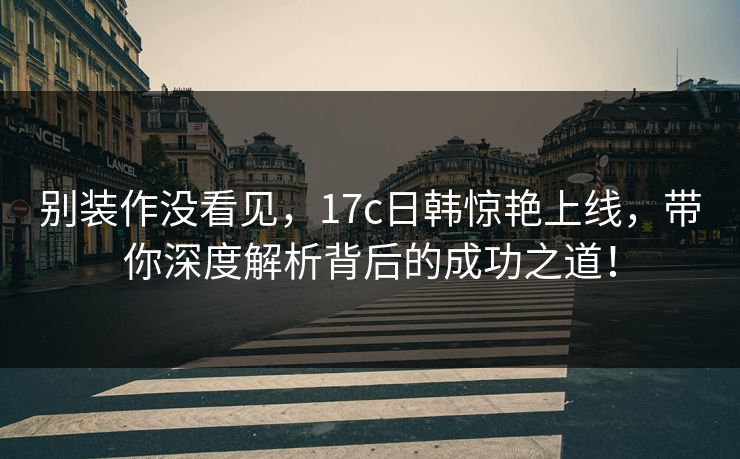 别装作没看见，17c日韩惊艳上线，带你深度解析背后的成功之道！