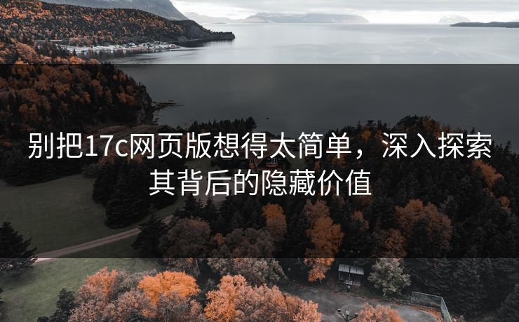 别把17c网页版想得太简单，深入探索其背后的隐藏价值