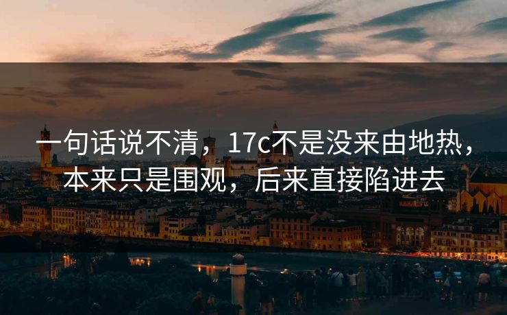一句话说不清，17c不是没来由地热，本来只是围观，后来直接陷进去