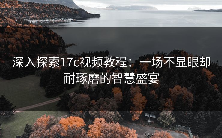 深入探索17c视频教程：一场不显眼却耐琢磨的智慧盛宴